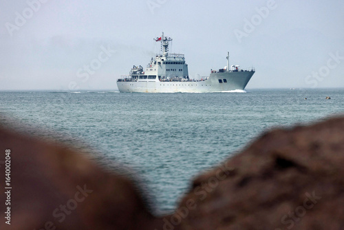 Military ship participating in naval drill near Fuzhou China coast