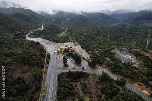 Drone view of entrance to Codelco El Teniente copper mining complex