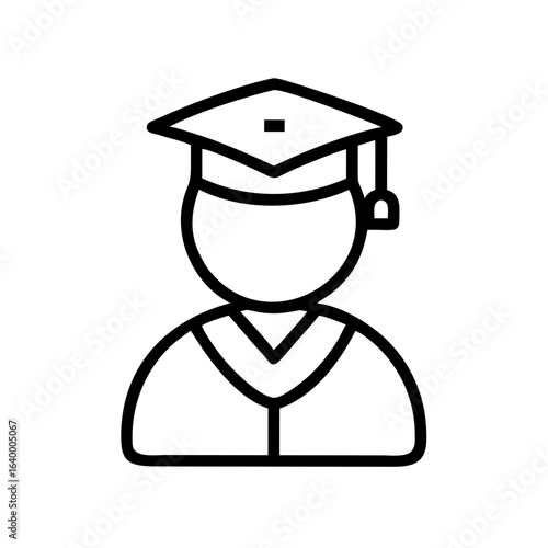 Student User Line Icon – Education Profile Symbol