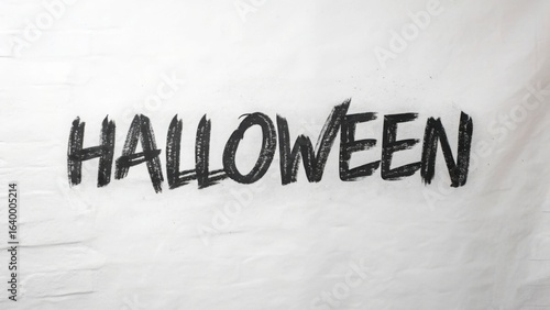 Get Spooky Bold Halloween word art on a white textured brick surface perfect for festive DIY crafts