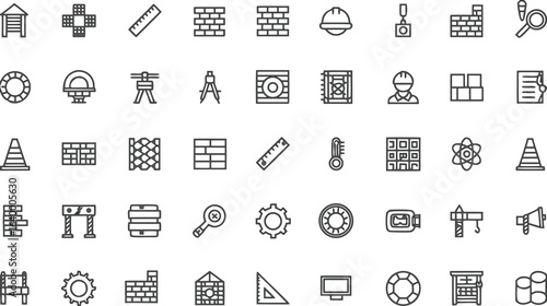 Free Building & Construction Icons – Vector Outline Tools, Bricks, Safety Gear, Engineering Equipment & Architecture Symbols for Websites, Apps, Projects & Graphic Design in High-Quality SVG and PNG 