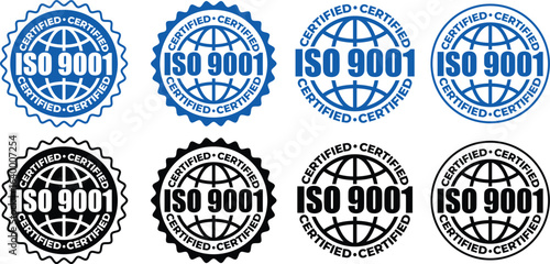 ISO 9001 Certification stamp– Vector Seal and badge for Quality Management Standards