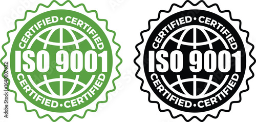 ISO 9001 Certification stamp– Vector Seal and badge for Quality Management Standards