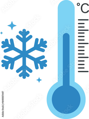 Cold temperature thermometer snowflake icon