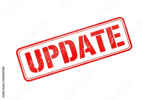 Red update stamp isolated on transparent background