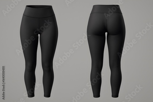 Black sports leggings front and back mockup