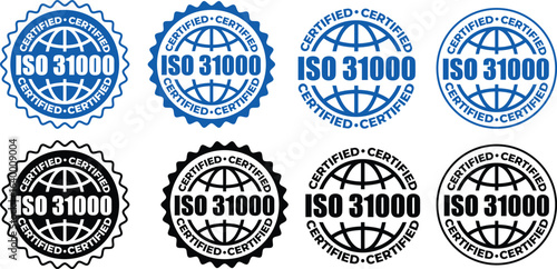 ISO 31000 Certification Badge – Vector Seal for Risk Management Standards and Guidelines