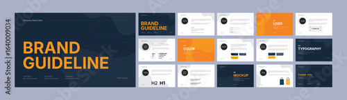 Professional Brand identity design template. Complete Brand Guidelines layout, Modern Brand manual Guidelines Presentation, premium brand strategy design. Logo guideline book