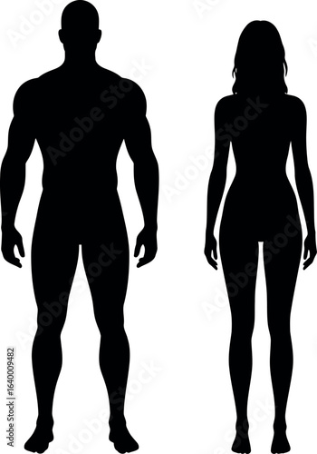 Male and female silhouettes diverse human figures