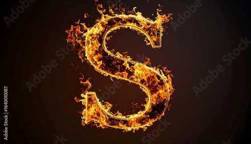 Burning letter s graphic design