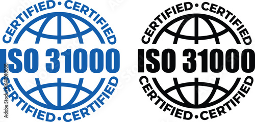 ISO 31000 Certification Badge – Vector Seal for Risk Management Standards and Guidelines