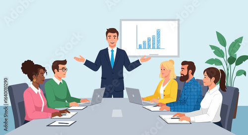 Diverse Team At Conference Table Discussing Business Growth Strategy