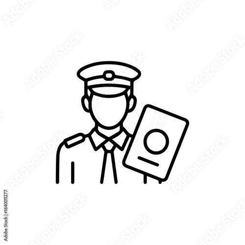 Immigration Officer with Passport Icon