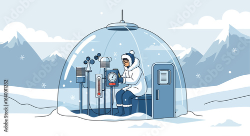 Scientist Monitoring Weather Conditions in the Arctic Lab Station