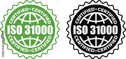 ISO 31000 Certification Badge – Vector Seal for Risk Management Standards and Guidelines