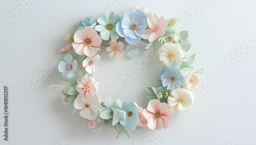 Pastel Floral Wreath Clipart – Assorted Flowers in Soft Watercolor Shades on White Background for Wedding, Invitation, and Decorative Design Projects