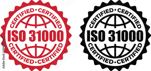 ISO 31000 Certification Badge – Vector Seal for Risk Management Standards and Guidelines