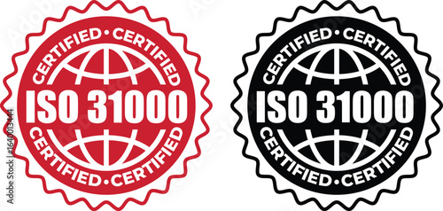 ISO 31000 Certification Badge – Vector Seal for Risk Management Standards and Guidelines