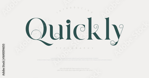 Quickly Typography Beauty fashion luxury classic letters serif fonts decorative wedding vintage retro logos. Elegant font alphabet logo. vector illustration
