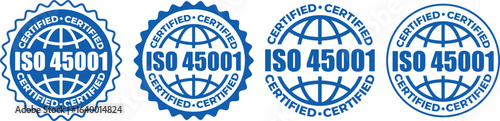 ISO 45001 Certification Badge – Vector Seal for Occupational Health and Safety Management Standards