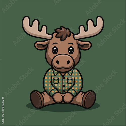 Cute moose cartoon character wearing shirt vector illustration, perfect for adding a touch of whimsy and charm to any project, this design is sure to bring a smile to anyone