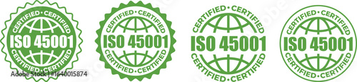 ISO 45001 Certification Badge – Vector Seal for Occupational Health and Safety Management Standards