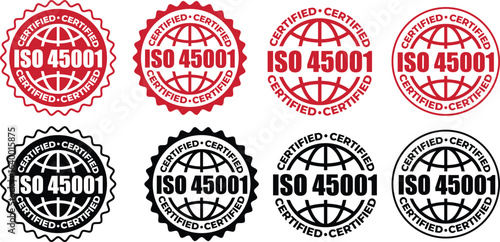 ISO 45001 Certification Badge – Vector Seal for Occupational Health and Safety Management Standards