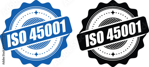 ISO 45001 Certification Badge – Vector Seal for Occupational Health and Safety Management Standards