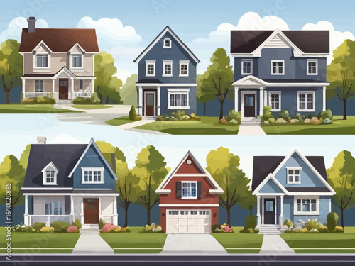 front view family houses