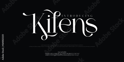 Kifens typography beautiful, elegant classic letters serif italic fonts decorative wedding vintage retro logos. Beauty fashion Luxury font alphabet logo. vector illustration