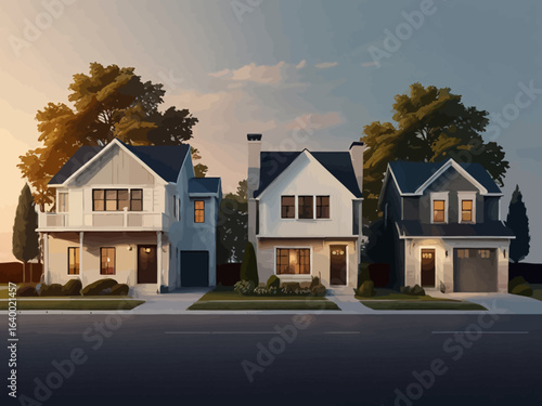front view family houses
