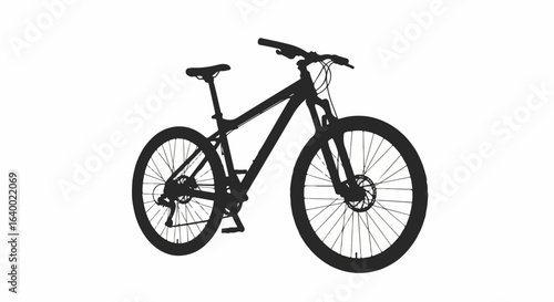 Black Silhouette of a Mountain Bike with Spoked Wheels