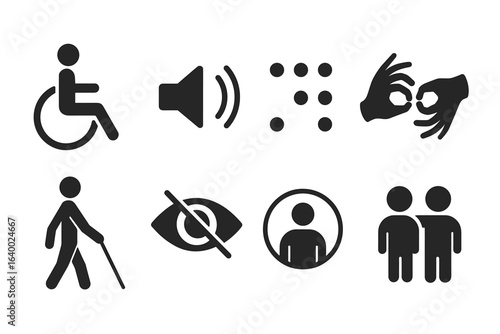 Set of accessibility icons representing disability support and inclusivity