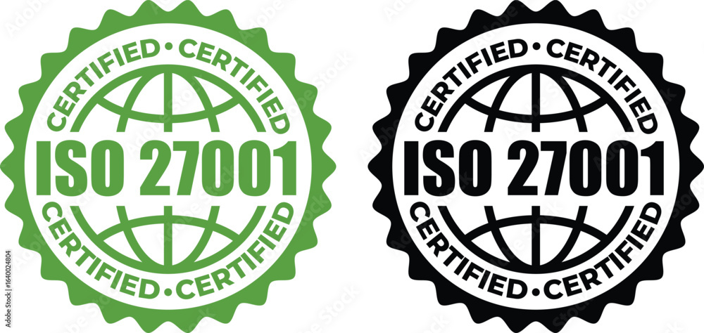Obraz premium ISO 27001 Certification Badge – Vector Seal for Information Security Management Standards
