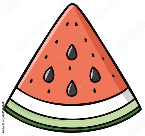 Watermelon Slice with Seeds Cartoon Illustration Isolated on White Background