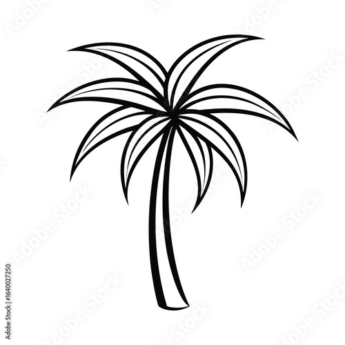 Tropical palm tree exotic summer vacation plant nature silhouette vector illustration