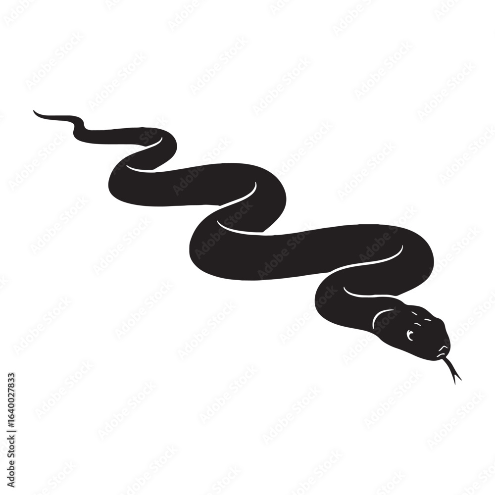 Fototapeta premium Detailed Black Mamba Silhouette – Black Mamba Vector Graphic for Branding Projects – black vector of Black Mamba – snake vector