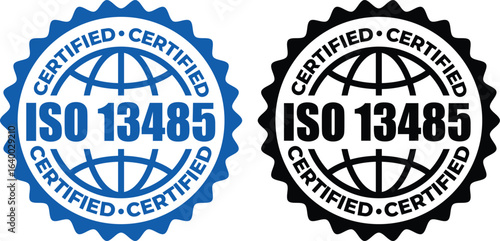 ISO 13485 Certification Badges – Vector Stamp for Medical Device Quality Standards