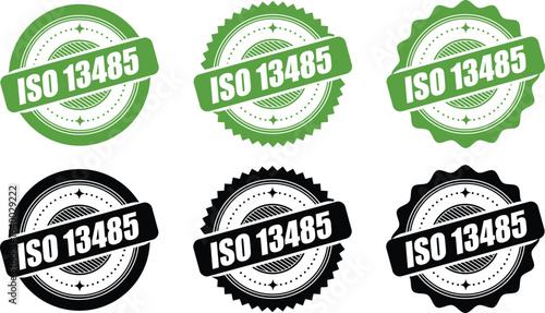 ISO 13485 Certification Badges – Vector Stamp for Medical Device Quality Standards