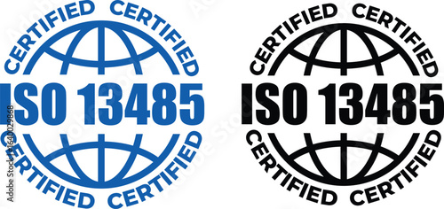 ISO 13485 Certification Badges – Vector Stamp for Medical Device Quality Standards