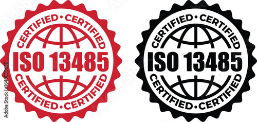 ISO 13485 Certification Badges – Vector Stamp for Medical Device Quality Standards