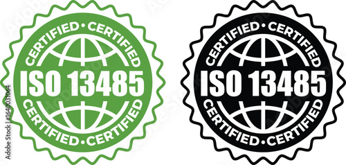 ISO 13485 Certification Badges – Vector Stamp for Medical Device Quality Standards