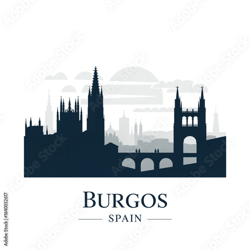 Burgos Skyline Silhouette — Spanish City Vector Illustration
