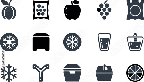 Frozen Fruit Juice Icons:  Modern Minimalist Style Pack for Web Design