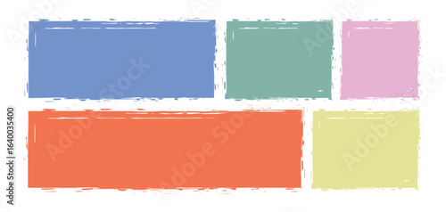 Grunge colorful rectangular frames collection.  hand drawn grunge rectangular frames with rough brush stroke. Paint brush strokes. Grungy distressed text boxes. EPS 10 version.