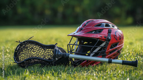 Team Sports Lacrosse: stick, helmet, gloves, pads.