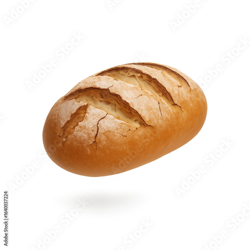 Freshly baked artisan bread loaf isolated on transparent background