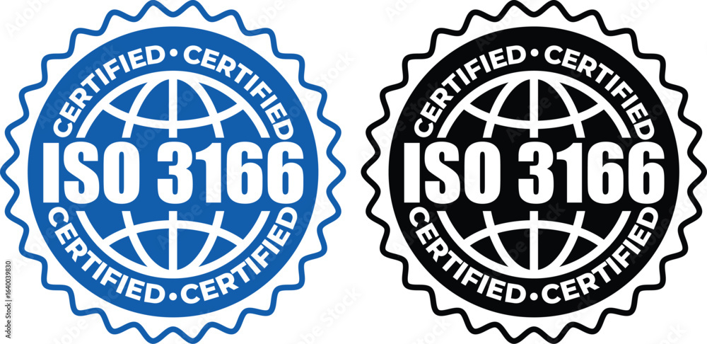 Obraz premium ISO 3166 Certified Stamp– Country Code Standard Label and Stamp Vector Design