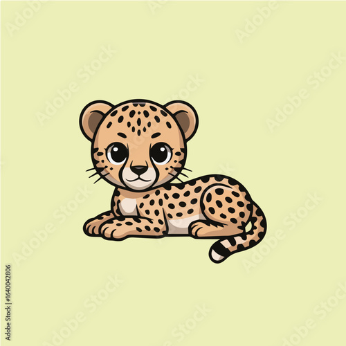 Charming cartoon cheetah lying down, a delightful vector illustration perfect for childrens books, wildlifethemed designs, and celebrating the beauty of african wildlife