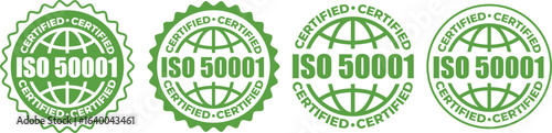 ISO 50001 Certified Stamp – Energy Management System Label and badge Vector Design